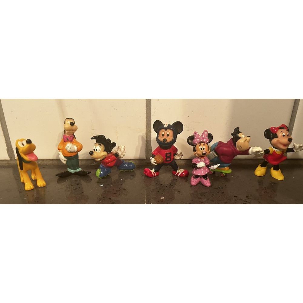 VINTAGE‎ MICKEY MINNIE MOUSE PVC DISNEY ACTION FIGURES Goofy Pluto 2" Lot of 7